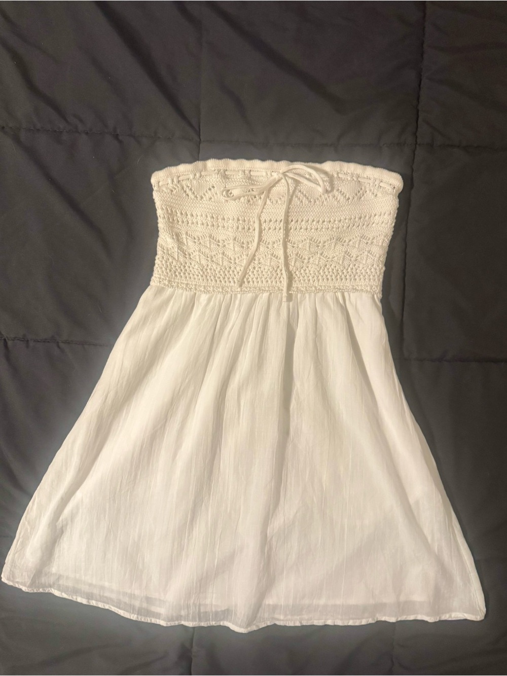 Hollister White Crochet Bandeau Mini Dress Women’s M
